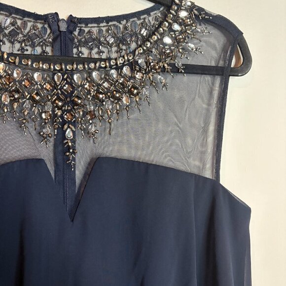 NWT Patra navy blue embellished illusion gown - Picture 4 of 7